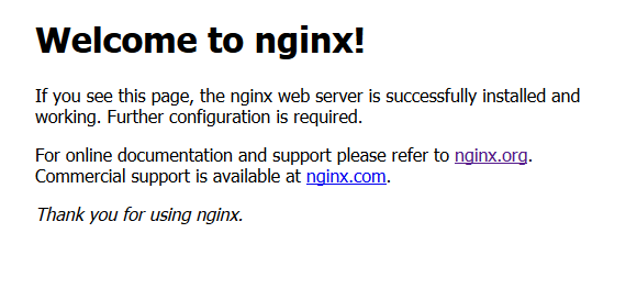 welcome to nginx, default index.html